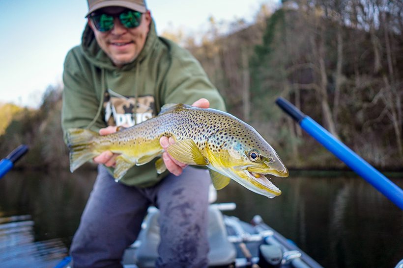 About the Owner Jason Bromwell of High Flying Flies Guide Service with a trophy brown trout caught on the South Holston River in Bristol TN